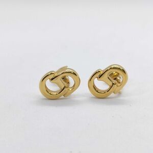 Dior Gold Interlocking CD Logo Stud Earrings